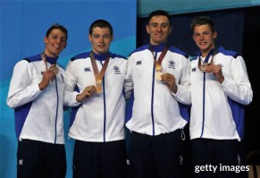image on podium men's 4x100m freestyle relay